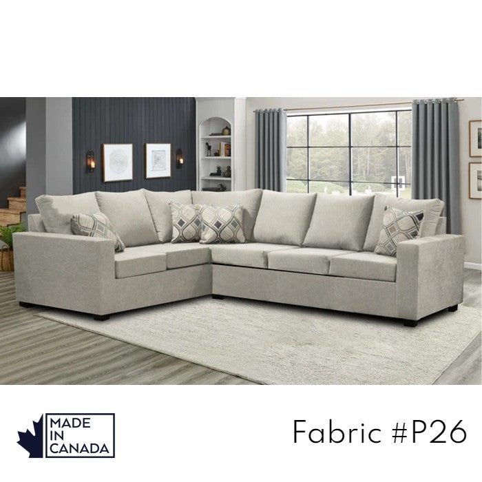 Canadian Made 3 x 2 Sectional Sofa with LHF/RHF Configuration - 17 Color Options for Living Room, Family Room & Home Theater Comfort