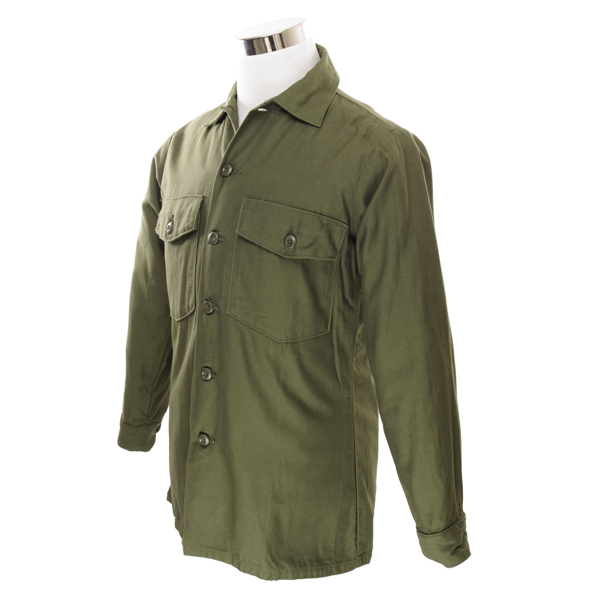 Vintage US Army Sateen Utility Shirt P64 Vietnam War Era 1972 - Size 15.5 x 31 NOS - Military Collectible & Outdoor Adventure Gear