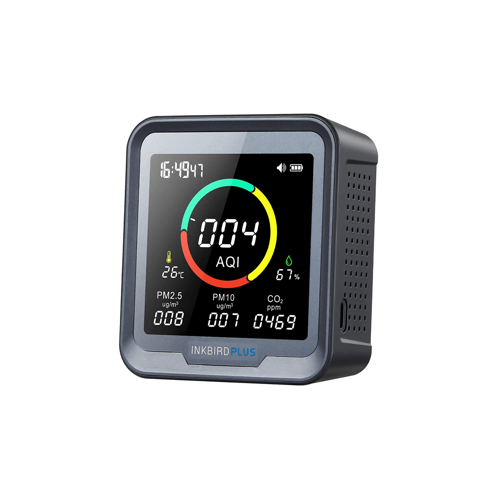 6-in-1 Digital CO2 Detector PTH 9A - Air Quality Monitor for Home, Office & Indoor Use - Tracks CO2, Temperature, Humidity & More