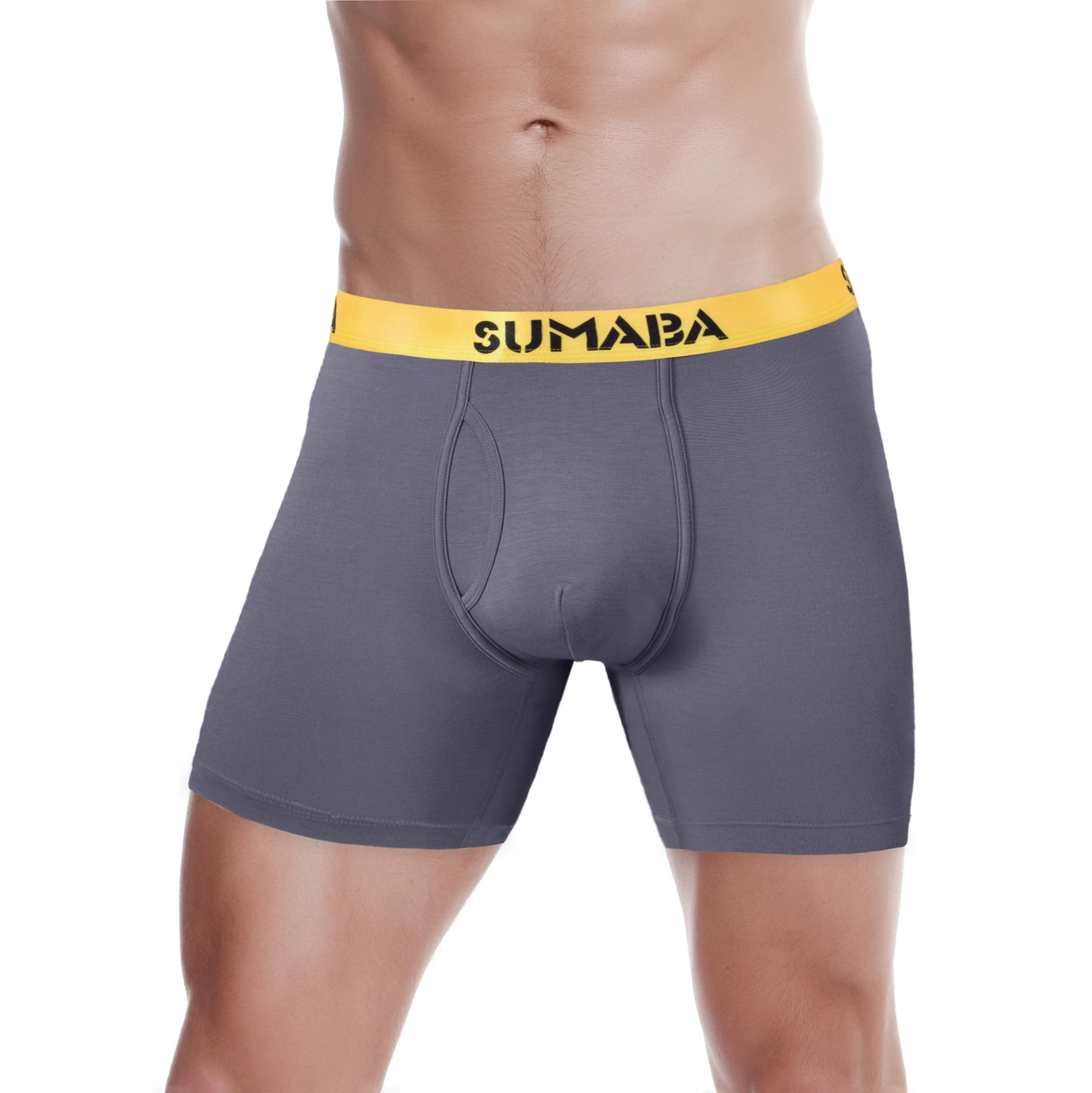 Breathable Long Leg Men's Boxer Briefs with Pouch & Fly - Anti Ride Up Underwear for Active Men - Perfect for Workout, Running & Daily Comfort