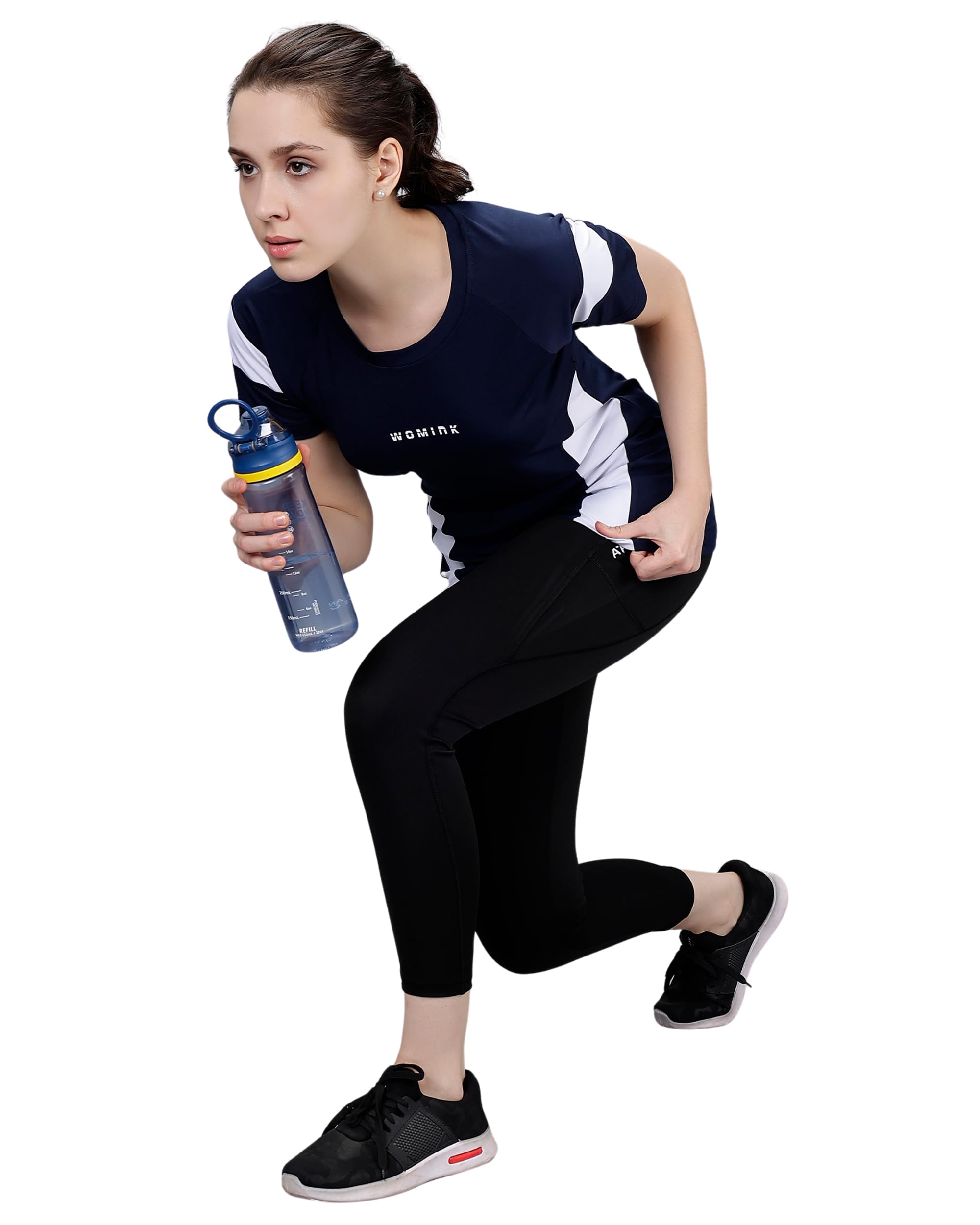 Womink Women's Stretch Elastane T-Shirt | Custom Design Regular Fit Solid Color Round Neck Short Sleeve | Quick Dry & Breathable Activewear | Perfect for Running, Yoga, Gym & Casual Wear
