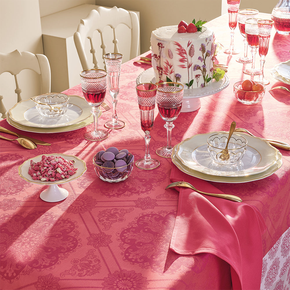 Mille Rosaces Framboise Collection - Elegant Raspberry Floral Design for Home Decor, Wedding, and Party Decorations