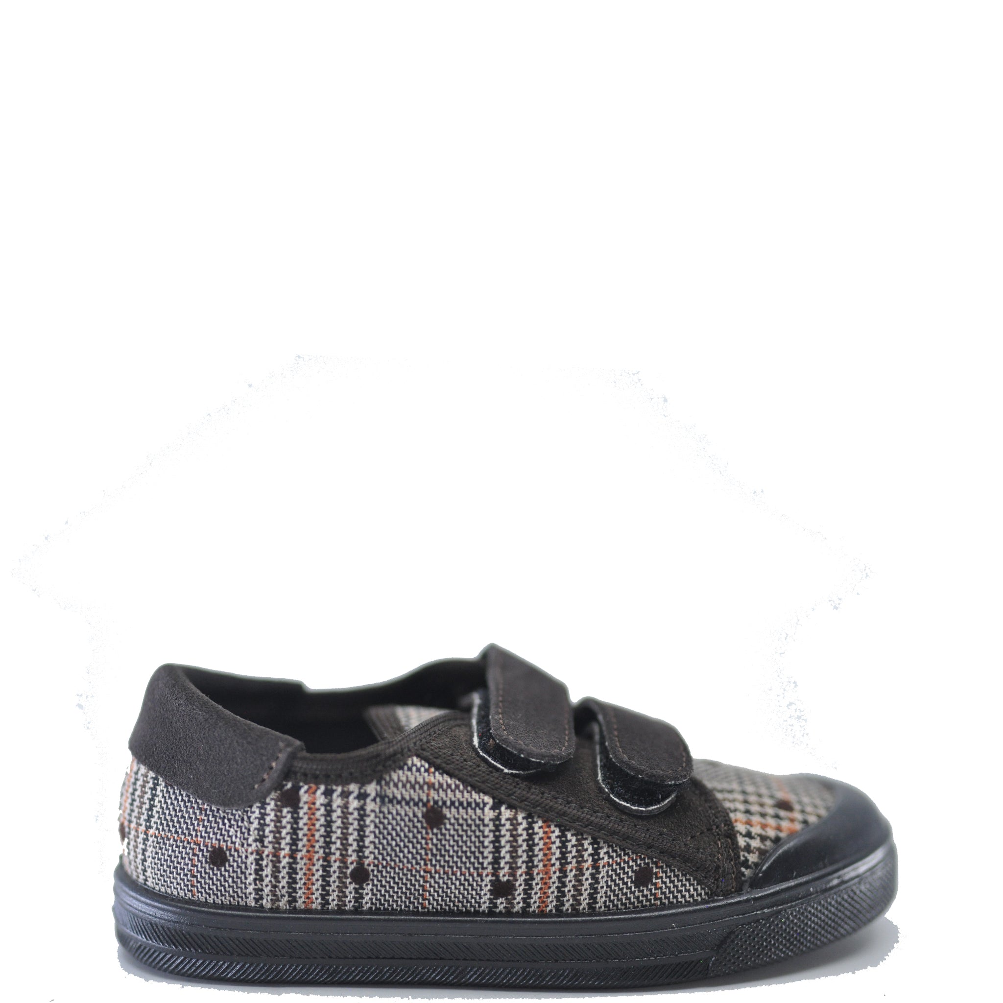 Pepe Brown Plaid Velcro Sneakers for Men - Comfortable Casual Shoes for Walking, Running & Everyday Wear - Stylish Non-Slip Athletic Footwear