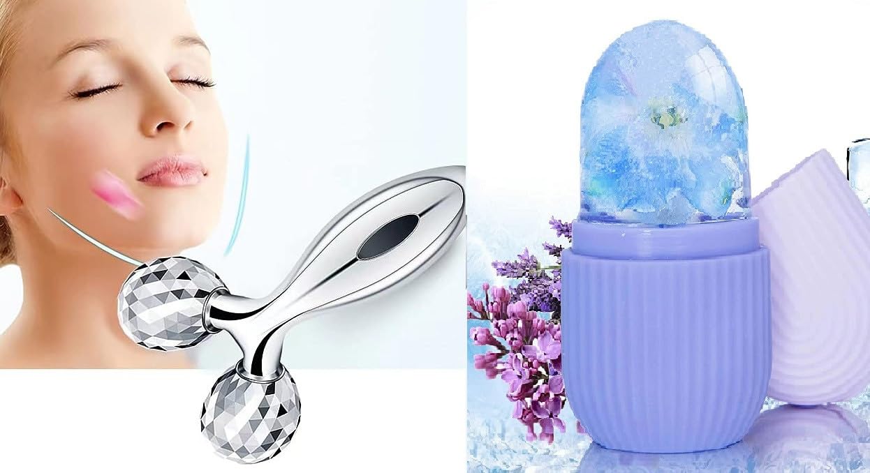 ShopiMoz 3D Ice Face & Neck Massager - Reduce Wrinkles, Enhance Serum Absorption, Skin Tightening & Cooling Therapy - Perfect for Skincare Routine, Relaxation & Beauty Enhancement at Home