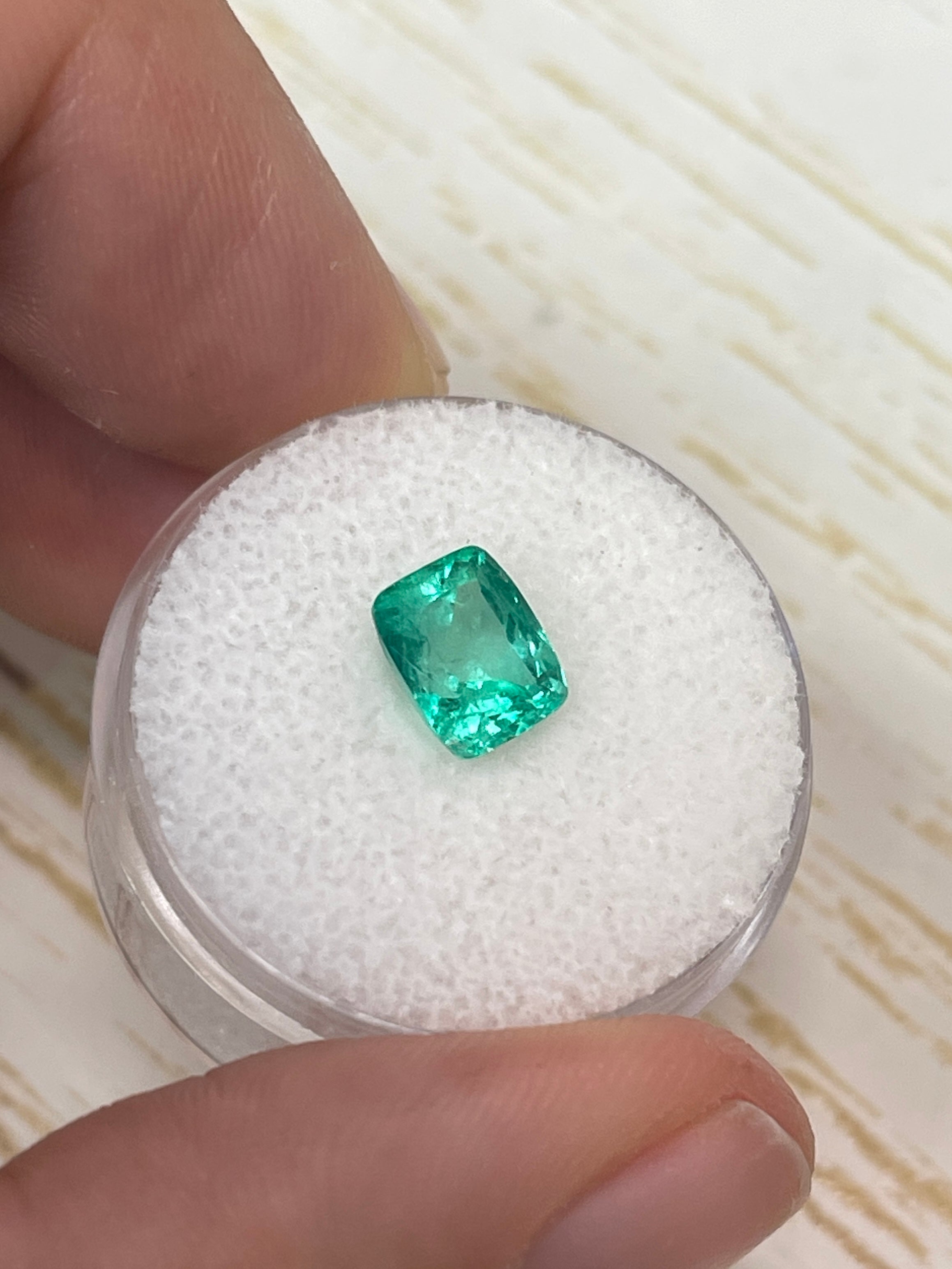 1.81 Carat 8x6mm VVS Green Natural Loose Colombian Emerald - Elongated Cushion Cut Gemstone for Jewelry Making & Engagement Rings