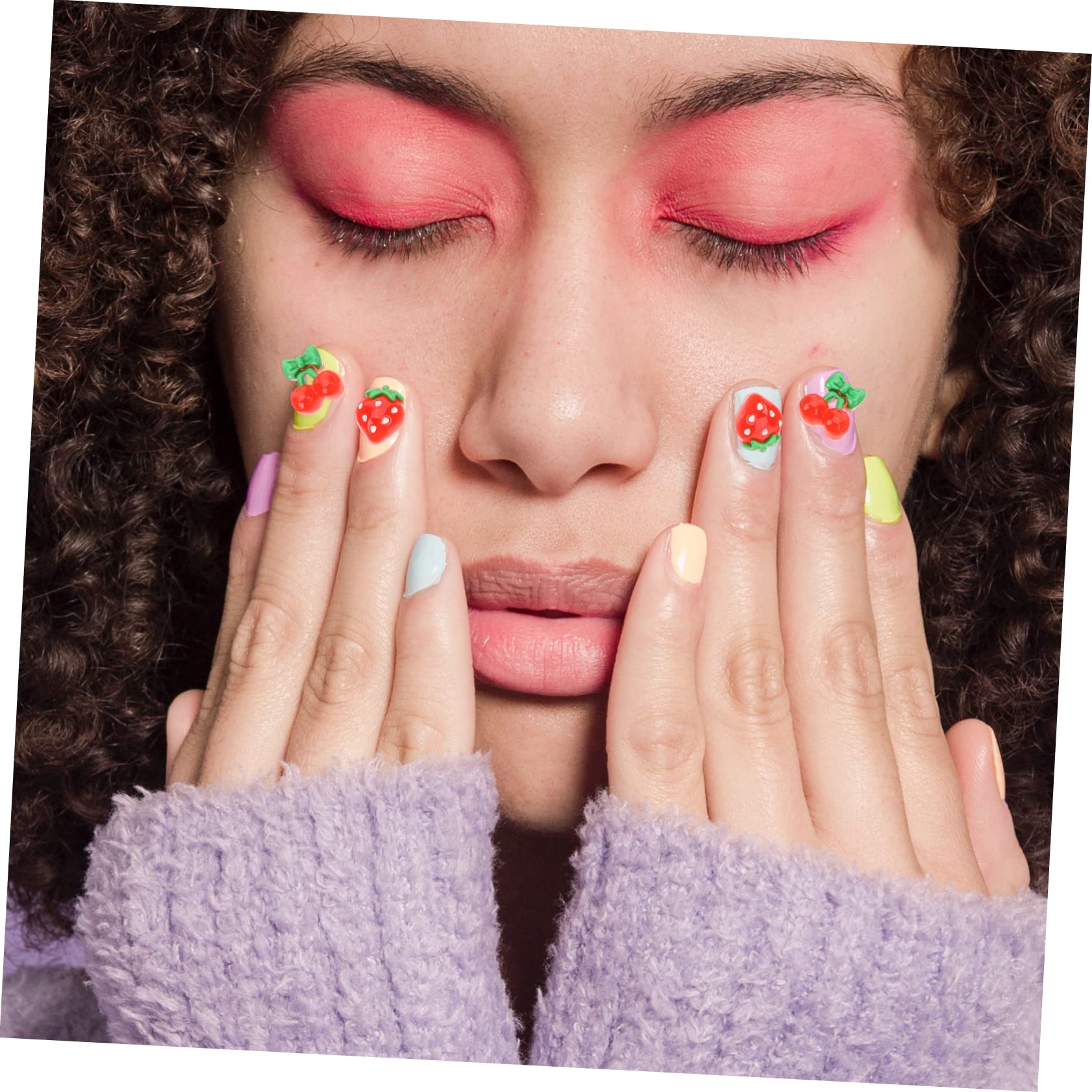 FOMIYES 60PCS Resin Fruit Nail Charms - Cute 3D Nail Art Decorations for DIY Manicure, Acrylic Nails & Gel Polish Designs | Perfect for Summer Nails, Bridal Party, Salon & Home Use