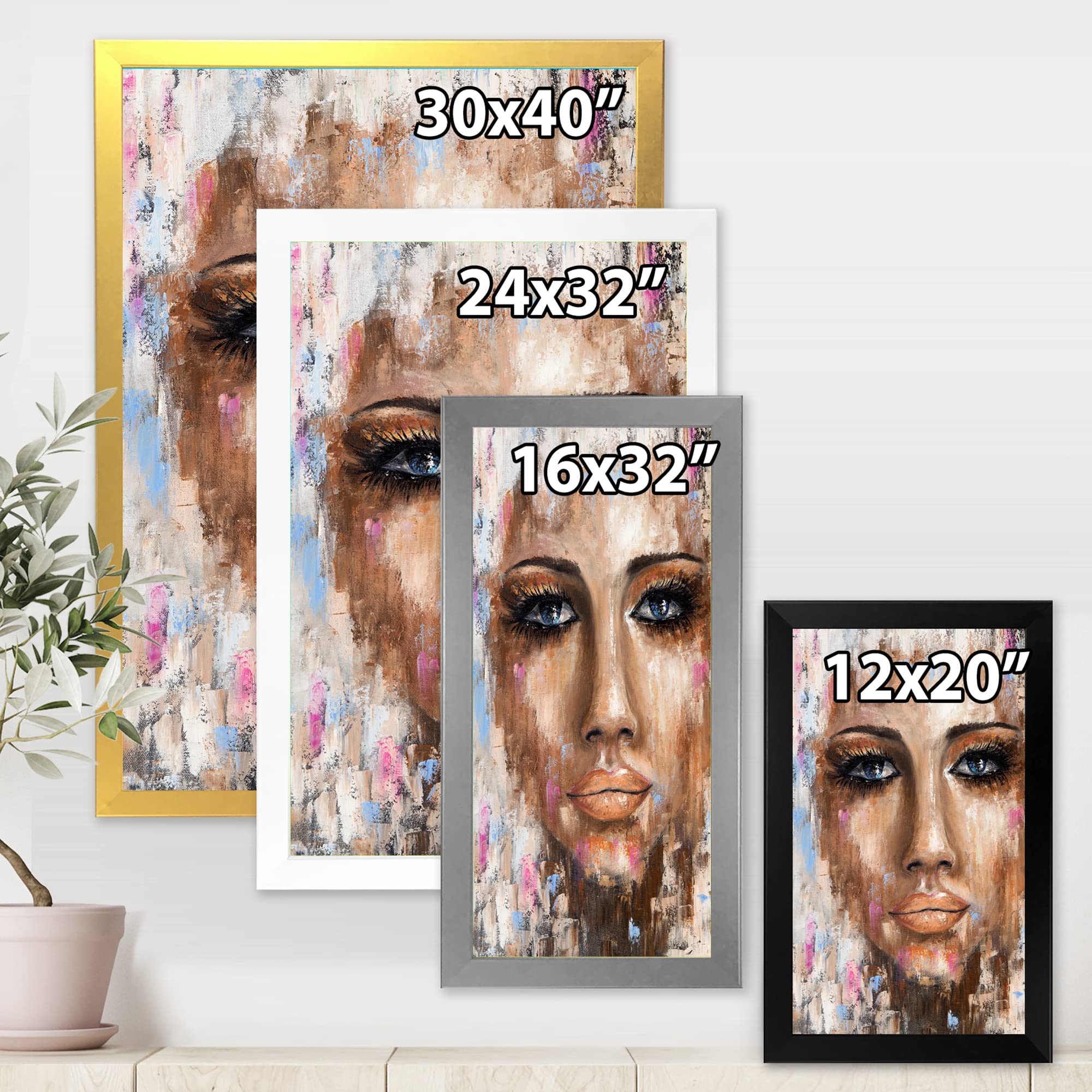 Abstract Portrait of a Young Woman - Modern Framed Wall Art Decor for Living Room, Bedroom & Office - Premium Canvas Painting Home Decor