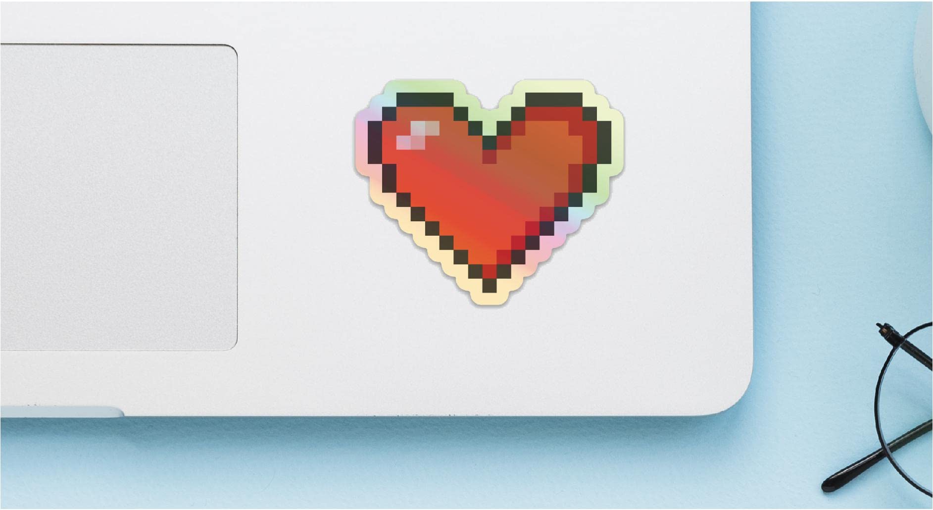 Holographic Heart Pixel Stickers - Cute Unique Funny Decals for Laptops, Water Bottles & DIY Crafts | Peel and Stick Vinyl Decoration for Teens, Kids Room & Party Decor