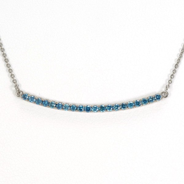 18K White Gold Blue Treated Diamond Necklace for Women - Elegant Pendant Jewelry Gift for Anniversary, Wedding & Special Occasions