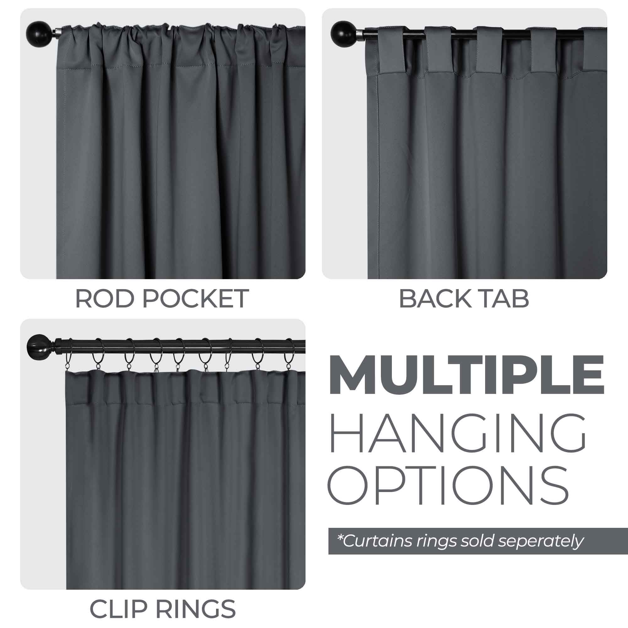 Blackout Curtains for Bedroom - Solid Room Darkening Back Tabs Window Drapes, Set of 2 Panels - Perfect for Nursery, Home Theater & Light Sleepers