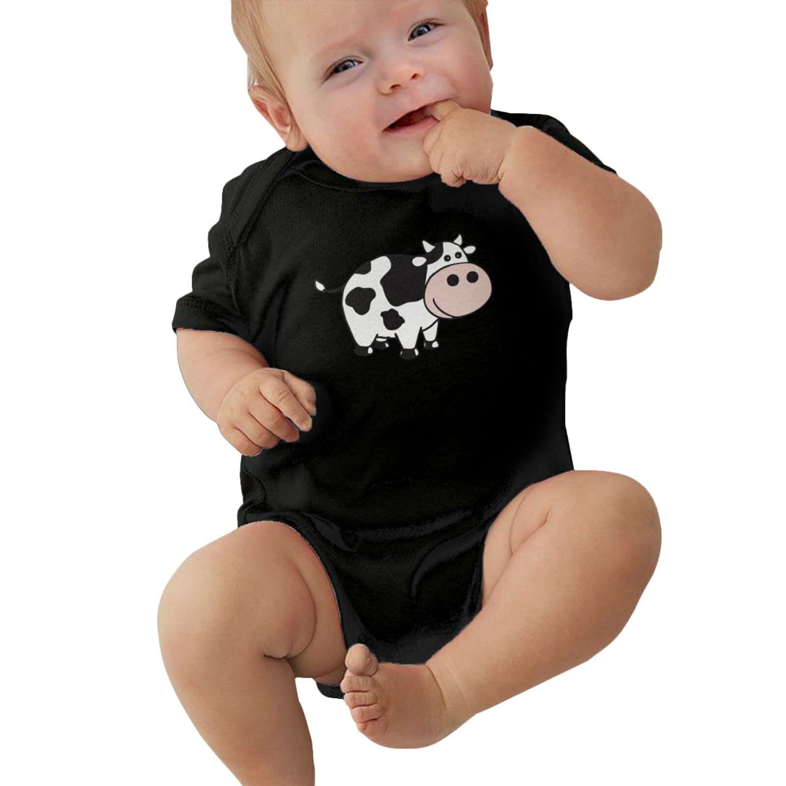 Adorable Cow Print Baby Bodysuit - Soft Cotton Short Sleeve Romper for Toddlers (0-24 Months) | Perfect for Playtime, Photo Shoots & Everyday Wear