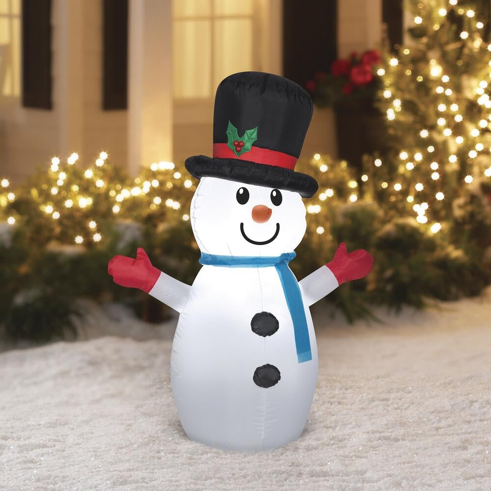 4' Airblown® Smiling Snowman Inflatable Christmas Yard Decoration - Outdoor Holiday Decor for Xmas Lawn, Garden & Party Decorations - Perfect for Festive Winter Celebrations & Neighborhood Displays