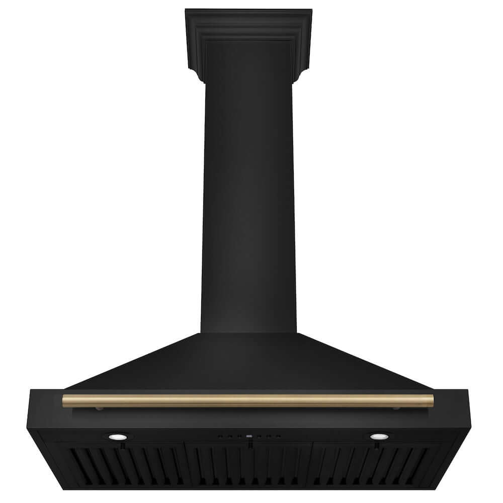 ZLINE Autograph Edition 36 Inch Black Stainless Steel Wall Mount Range Hood with Accent Handle (BSKB4Z 36) - Professional Kitchen Ventilation for Modern Homes & Restaurants