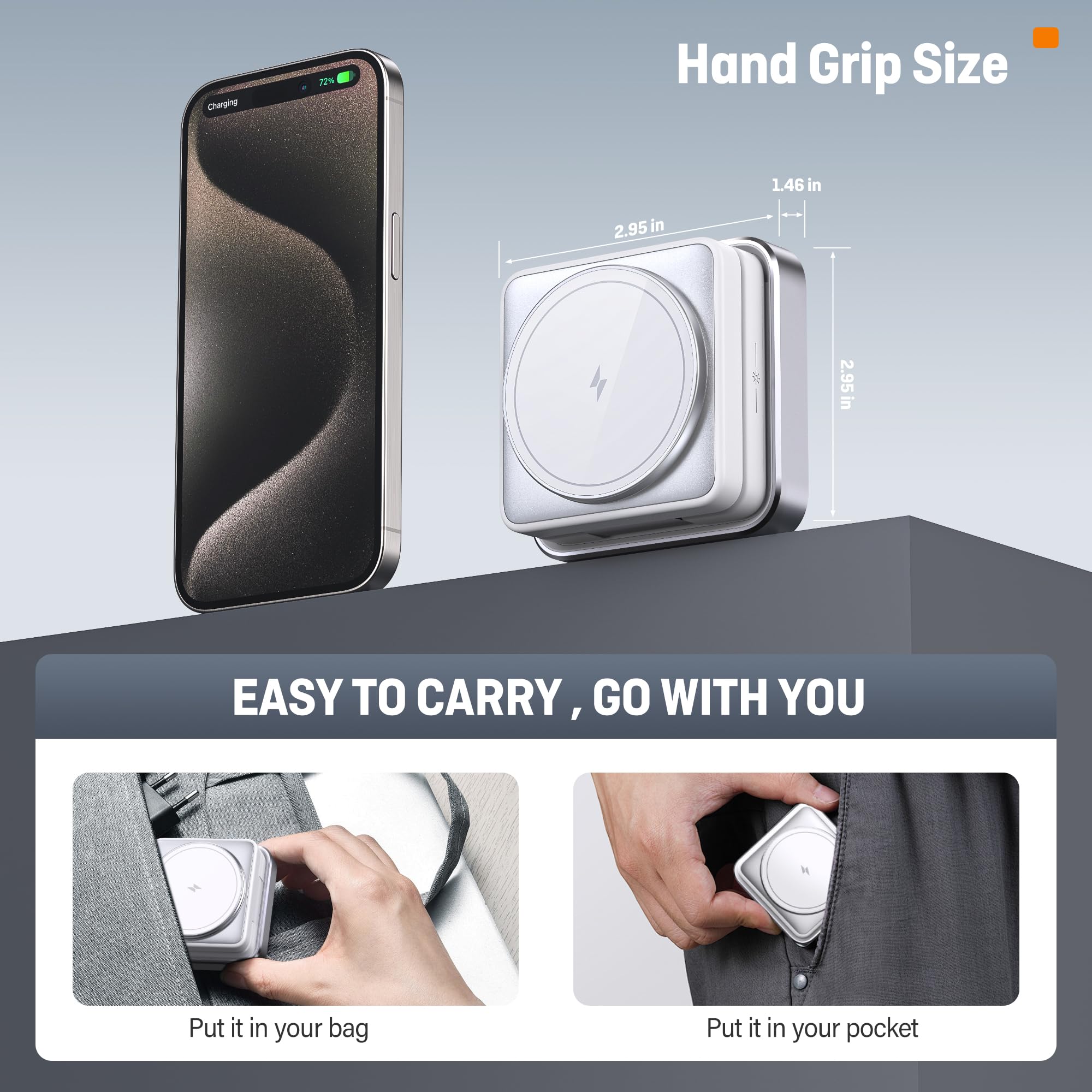 2025 Upgraded 3-in-1 Foldable Wireless Charging Station with LED Light - Fast Magnetic Charger for iPhone 16/15/14/13/12, Apple Watch & AirPods (Includes 20W Adapter) | Perfect for Home, Office & Travel Charging Solution
