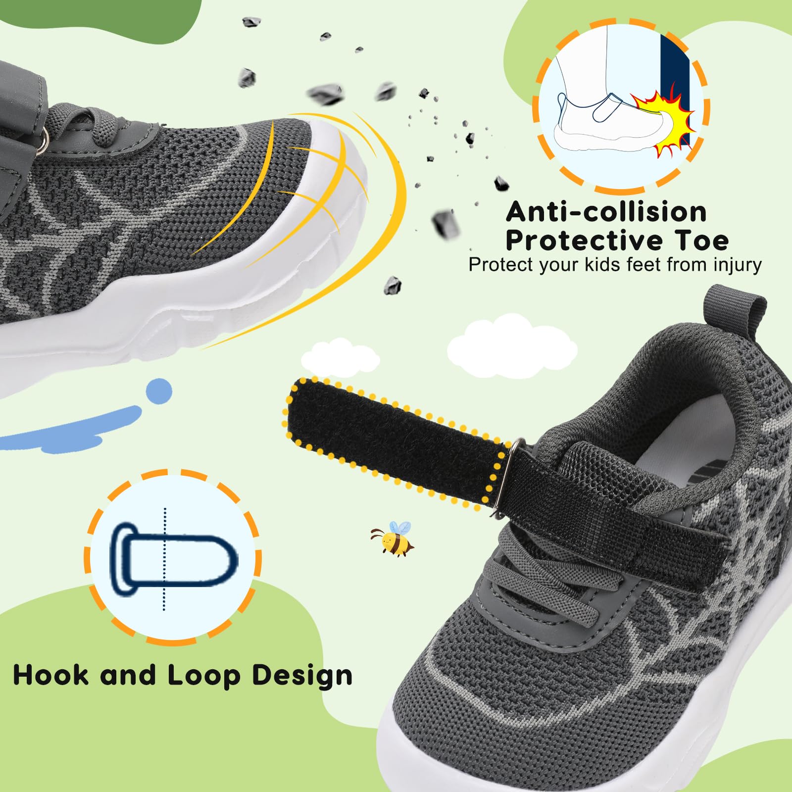 BARERUN Toddler Shoes for Boys & Girls - Barefoot Kids Sneakers, Breathable Slip-On Running Shoes for School, Tennis & Walking - Perfect for Playtime, Outdoor Activities & Daily Wear
