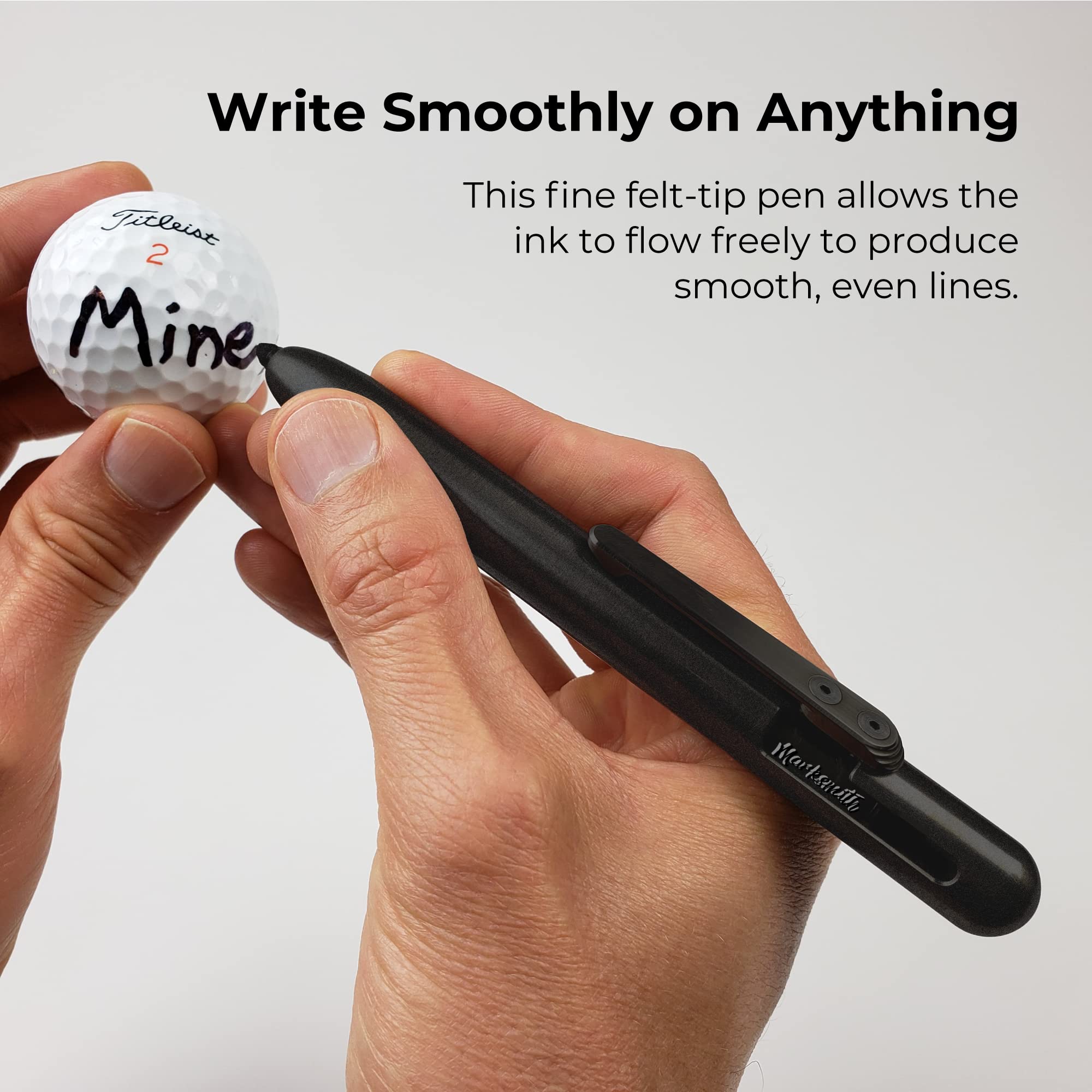 MARKSMITH Titanium Retractable Permanent Marker - Matte Black Fine Point EDC Pen | One-Handed Bolt Action for Writing on Any Surface | Ideal for Professionals, Artists, Engineers & Outdoor Enthusiasts | Perfect for Office Work, Sketching, Field Notes & Everyday Carry