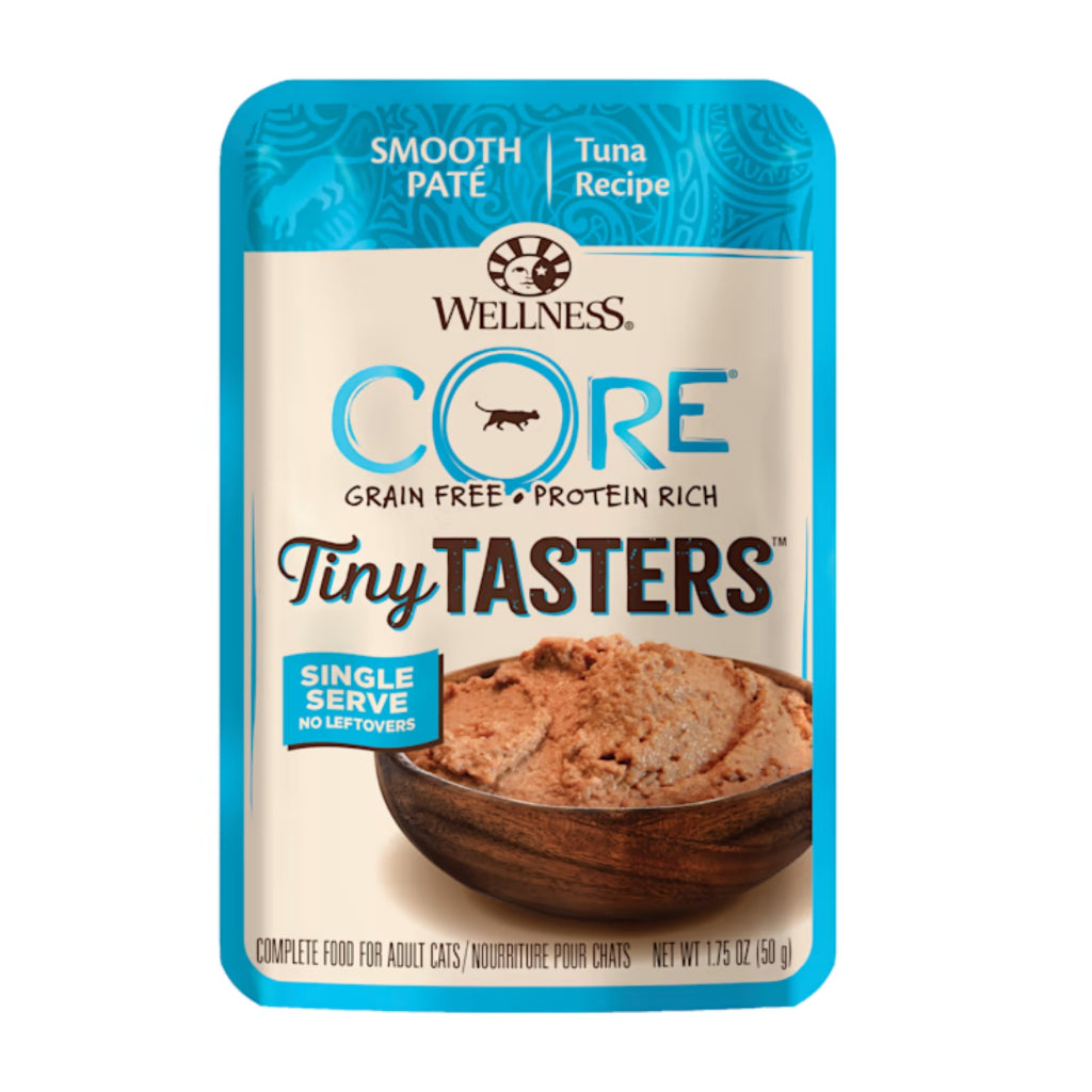 Wellness CORE Tiny Tasters Wet Cat Food - Minced Chicken & Beef, Flaked Tuna & Shrimp, Duck Recipes - Grain-Free, Healthy & Nutritious Cat Food for Kittens & Adult Cats - Perfect for Picky Eaters & Mealtime Variety
