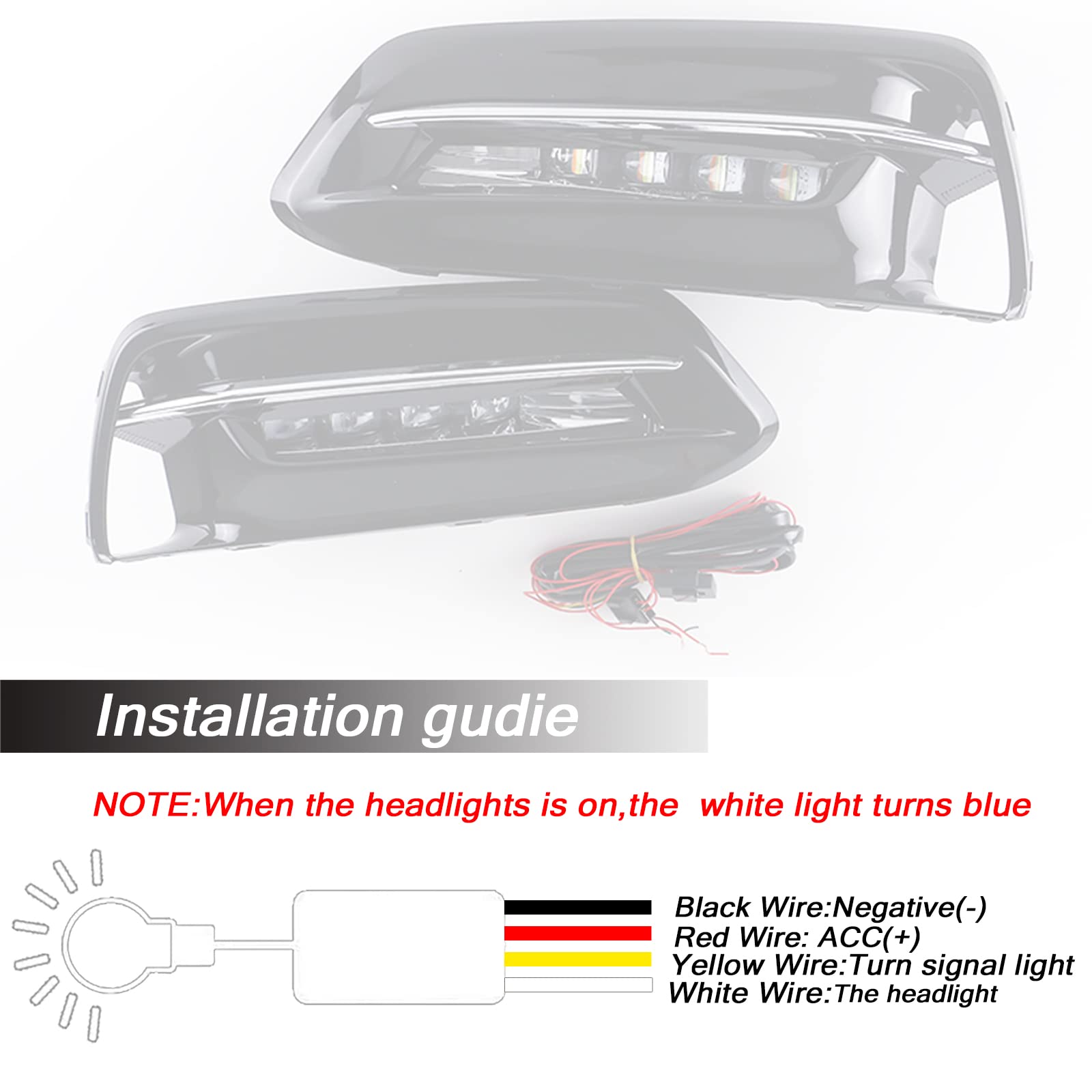 Switchback White/Amber/Blue DRL Front Daytime Running Lights with Sequential Turn Signals for 2018-2020 Honda Accord LX EX Sport EX-L Touring - Upgrade Your Fog Lights for Enhanced Visibility & Style (Perfect for Night Driving & Custom Car Mods)