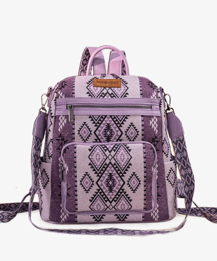Wrangler Aztec Print Canvas Backpack for School, Travel & Outdoor Adventures - Durable & Stylish Daypack for Men & Women