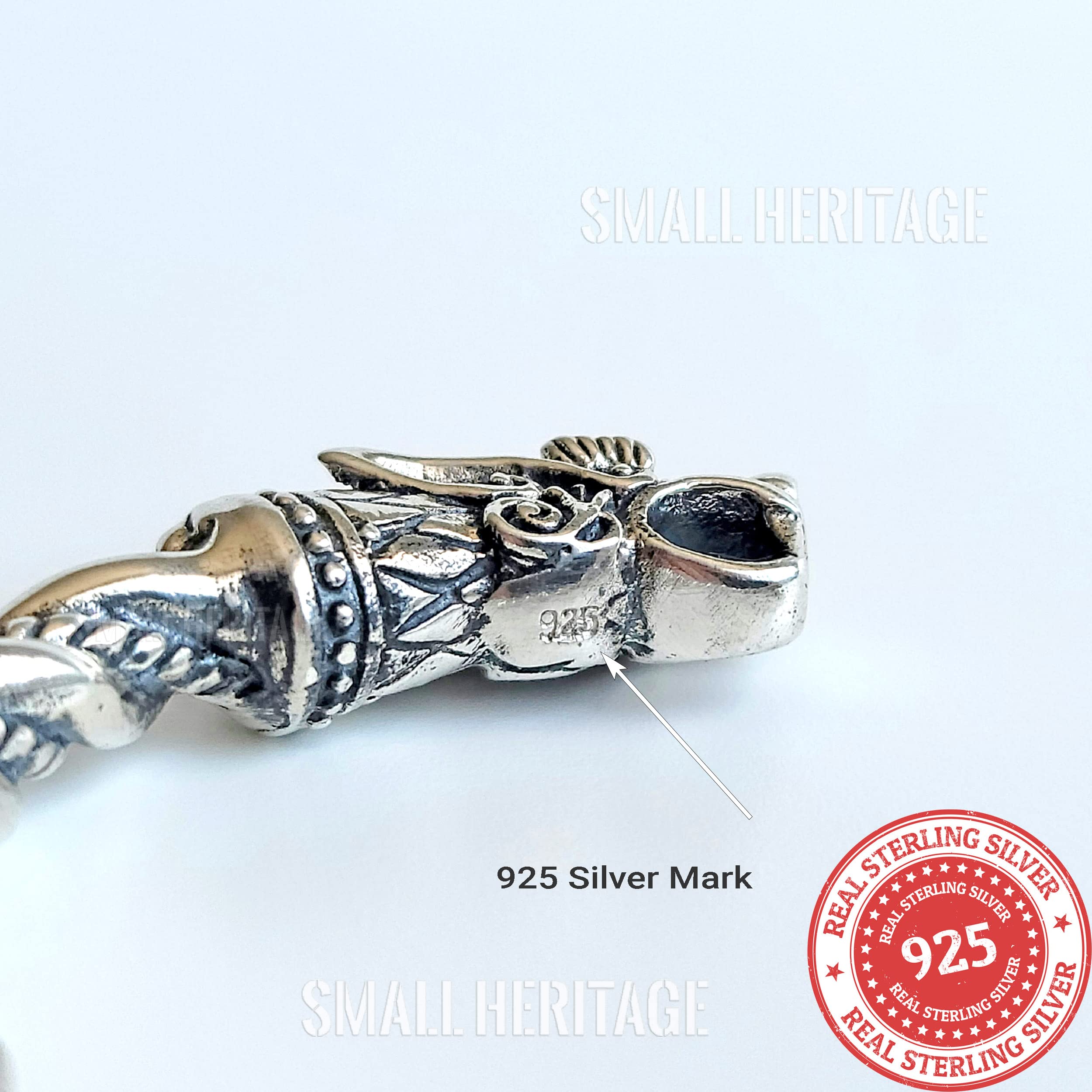 Viking Bracelet for Men - 925 Sterling Silver Norse Cuff Arm Ring - Medieval Style Jewelry for Viking Lovers & History Enthusiasts - Perfect for Cosplay, LARP & Everyday Wear