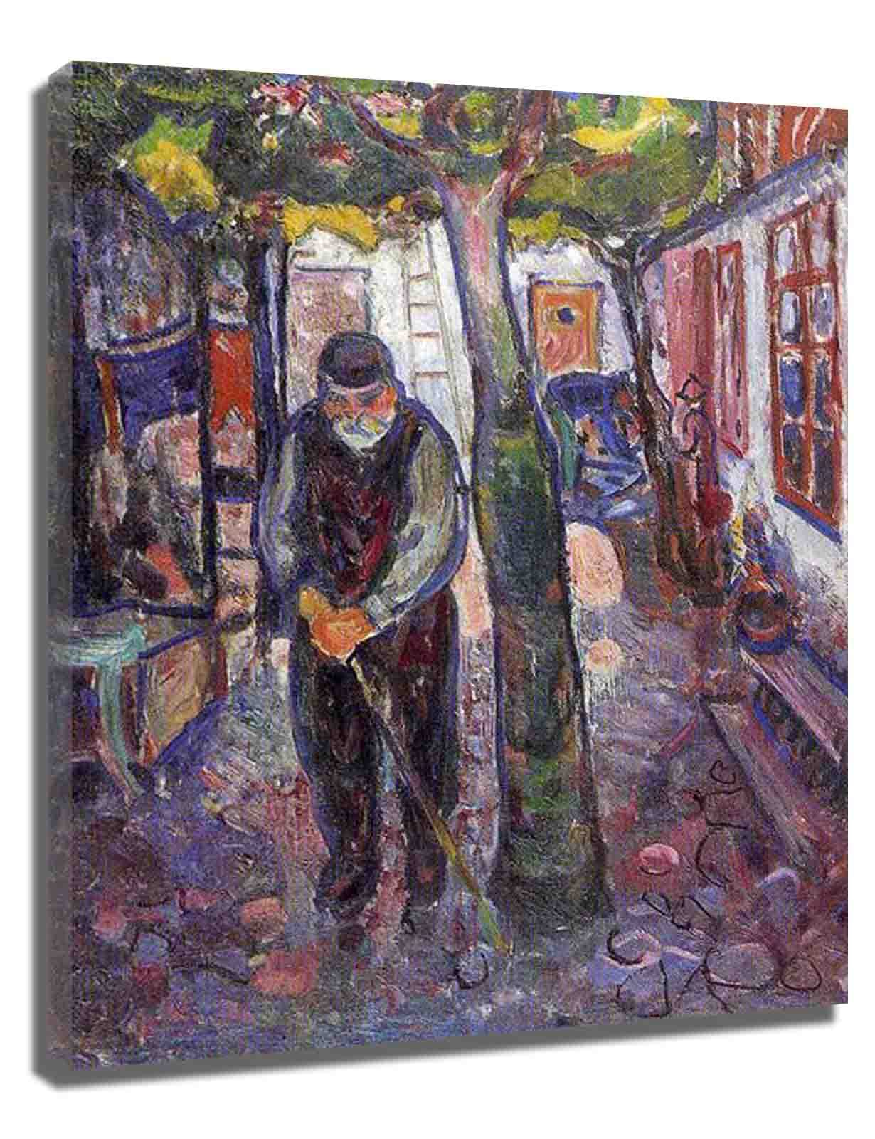 Edvard Munch Expressionist Painting - Old Man in Warnemunde Canvas Wall Art (24x31 Inch Framed) | Vintage Home Decor for Bedroom, Living Room & Office | Perfect Gift for Art Lovers & Interior Design