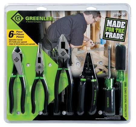 Greenlee 0159-36 Professional 6-Piece Electrician Tool Set - Essential Apprentice Kit for Wiring, Electrical Repairs & DIY Projects