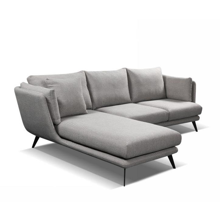 RANNI 3-Seater Sofa with Left Chaise in Warm Grey - Modern L-Shaped Sectional Couch for Living Room, Lounge & Family Room Comfort