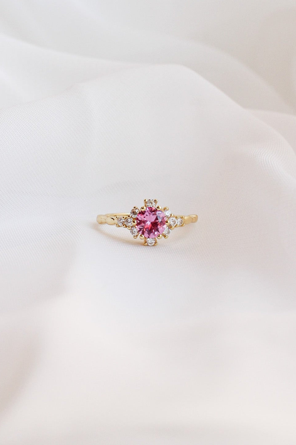 Pink Sapphire Calliope Ring | Elegant Sterling Silver Jewelry for Women | Perfect for Weddings, Anniversaries & Special Occasions