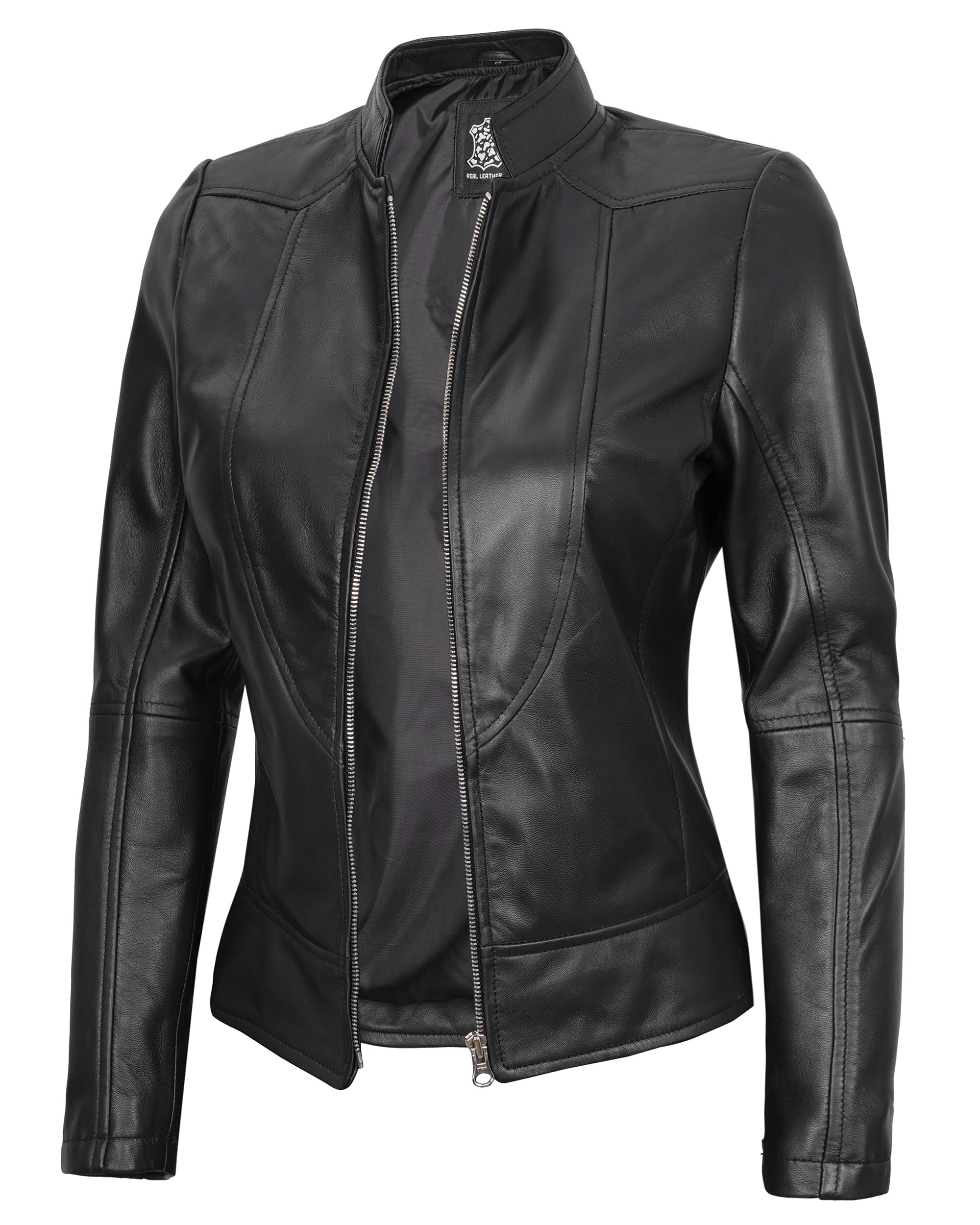 Premium Women's Leather Motorcycle Jacket - Stylish Cafe Racer Biker Jacket for Women | Perfect for Riding, Casual Wear & Outdoor Adventures