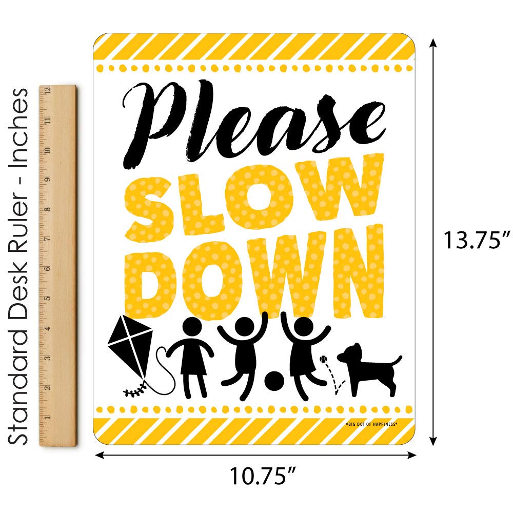 Big Dot of Happiness Please Slow Down Outdoor Lawn Sign - Kids at Play Neighborhood Yard Sign - 1 Piece - Durable Weatherproof Warning Sign for Residential Streets & Driveways