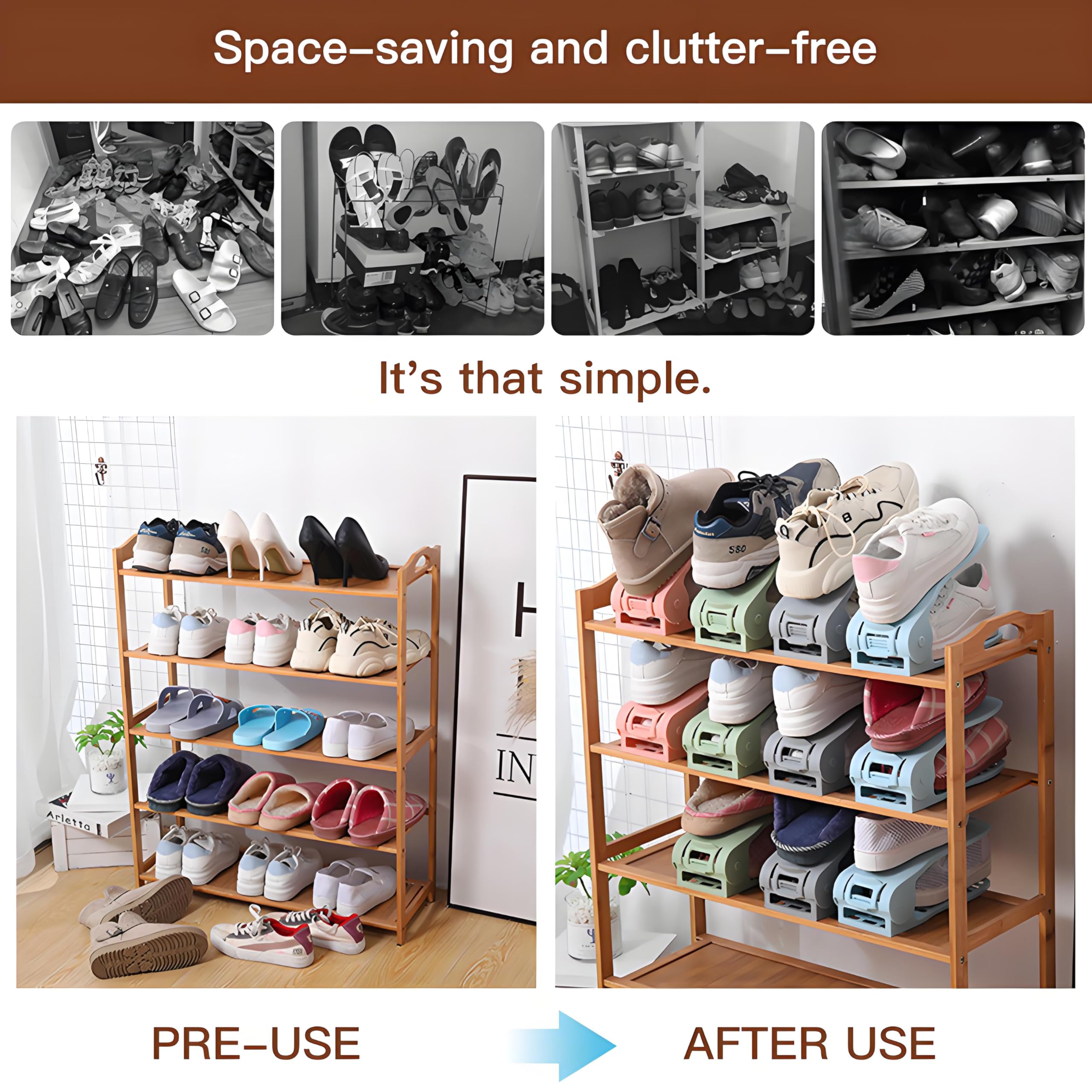 Adjustable Shoe Slot Organizers - 12 Pack | Eco-Friendly PP Material Shoe Rack | Space-Saving Closet Organizer for Shoes, Boots & Sandals (Grey) | Perfect for Bedroom, Entryway & Small Space Organization