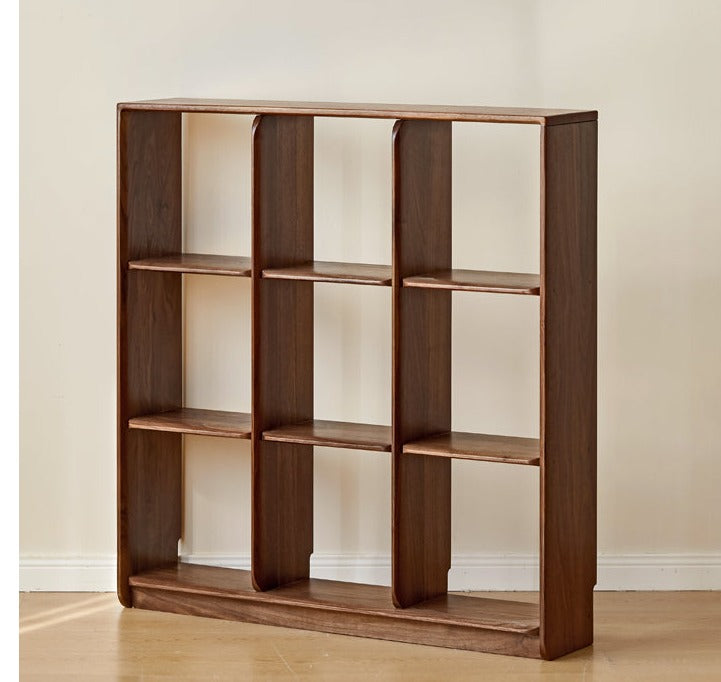 Solid Black Walnut Wood Bookshelf with Free Lattice Combination - Stylish Storage for Home Office, Living Room & Library