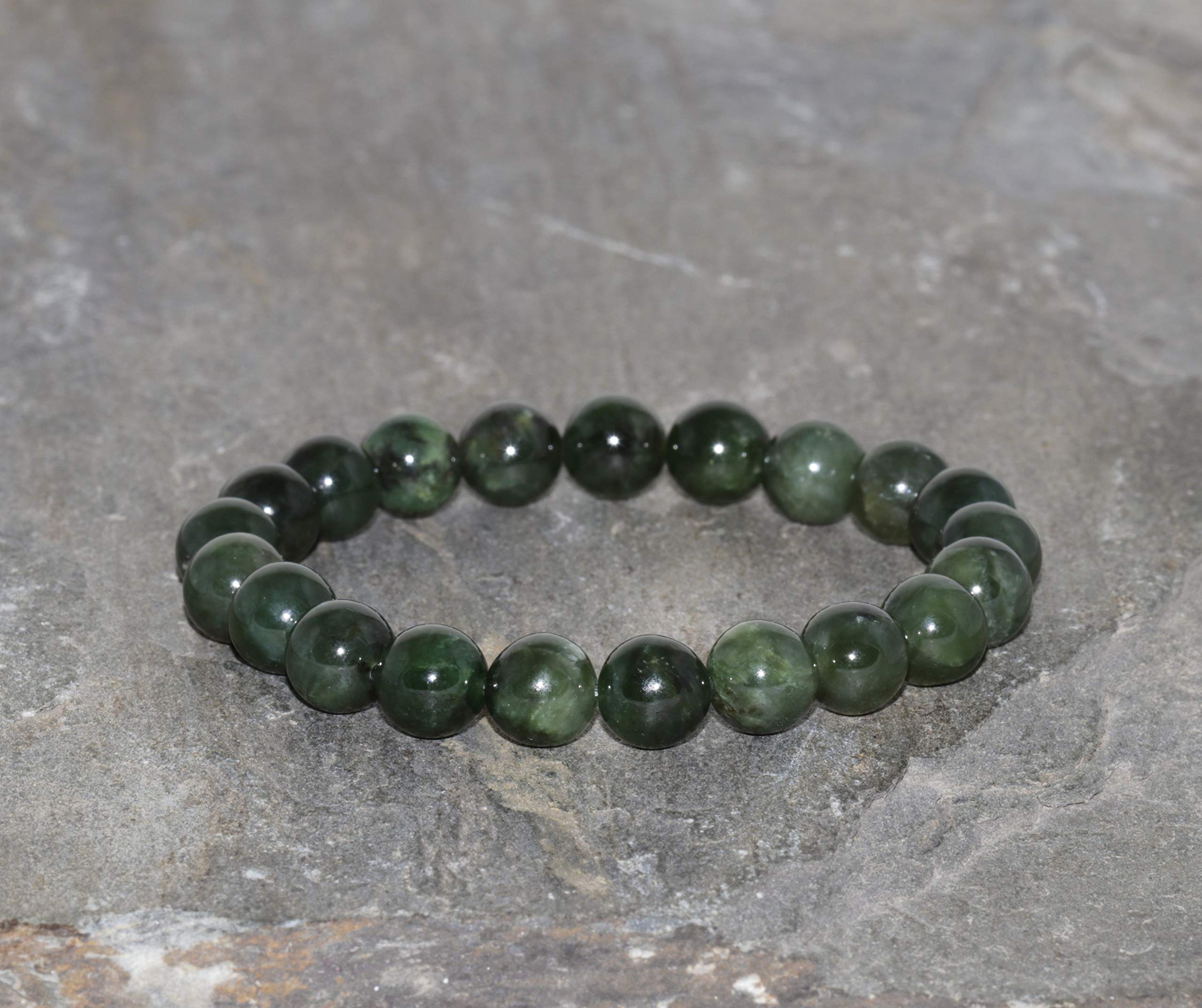 8mm AA Grade Natural Dark Green Jadeite Beaded Bracelet - Genuine Green Jade Gemstone Stacking Bracelet for Women, Meditation & Healing Jewelry