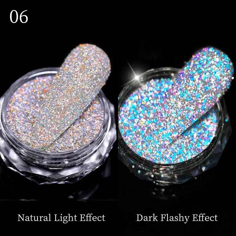 Sparkling Reflective Glitter Nail Powder #06 - Long Lasting Chrome Nail Art Pigment for Gel & Acrylic Nails - Perfect for Parties, Salons & DIY Manicures