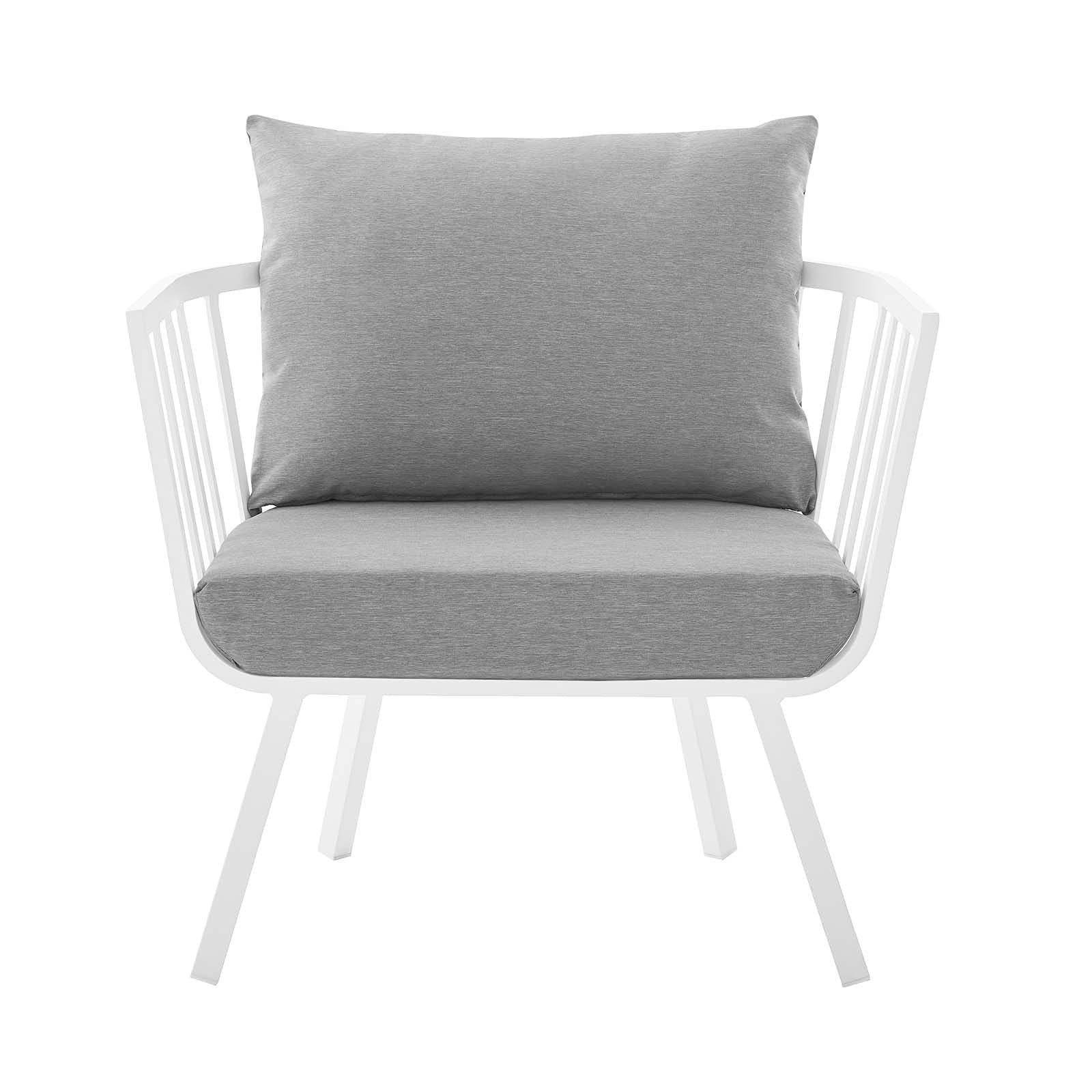 Modern Outdoor Lounge Sectional Sofa Chair Set - Aluminum Metal Frame in White & Grey for Patio, Garden, Cafe, Bistro - Perfect for Relaxing & Entertaining Guests