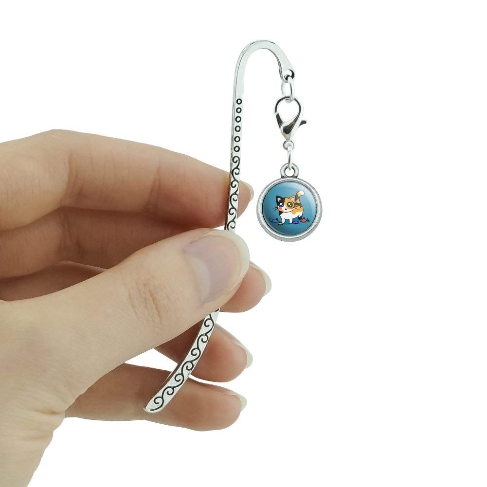 Calico Kitten Metal Bookmark with Charm - Cute Cat Bookmark for Readers & Book Lovers - Perfect Gift for Cat Owners & Bookworms (Reading Accessories, Book Club Gifts, Office Desk Decor)
