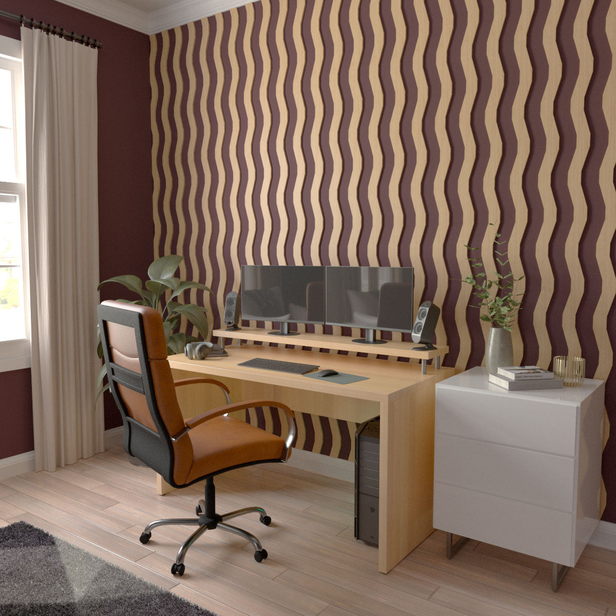 Adjustable Wood Slat Wall Panel Kit - Modern DIY Accent Wall for Home & Office Decor - Easy Installation for Living Room, Bedroom, or Commercial Spaces
