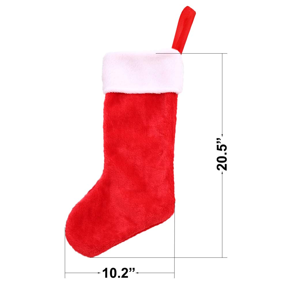 Large Plush Red & White Christmas Stockings - 2 Pack for Holiday Home Decor, Personalized Xmas Tree & Fireplace Hanging Stockings, Party Decorations | Perfect for Christmas Gifts, Family Gatherings & Festive Celebrations