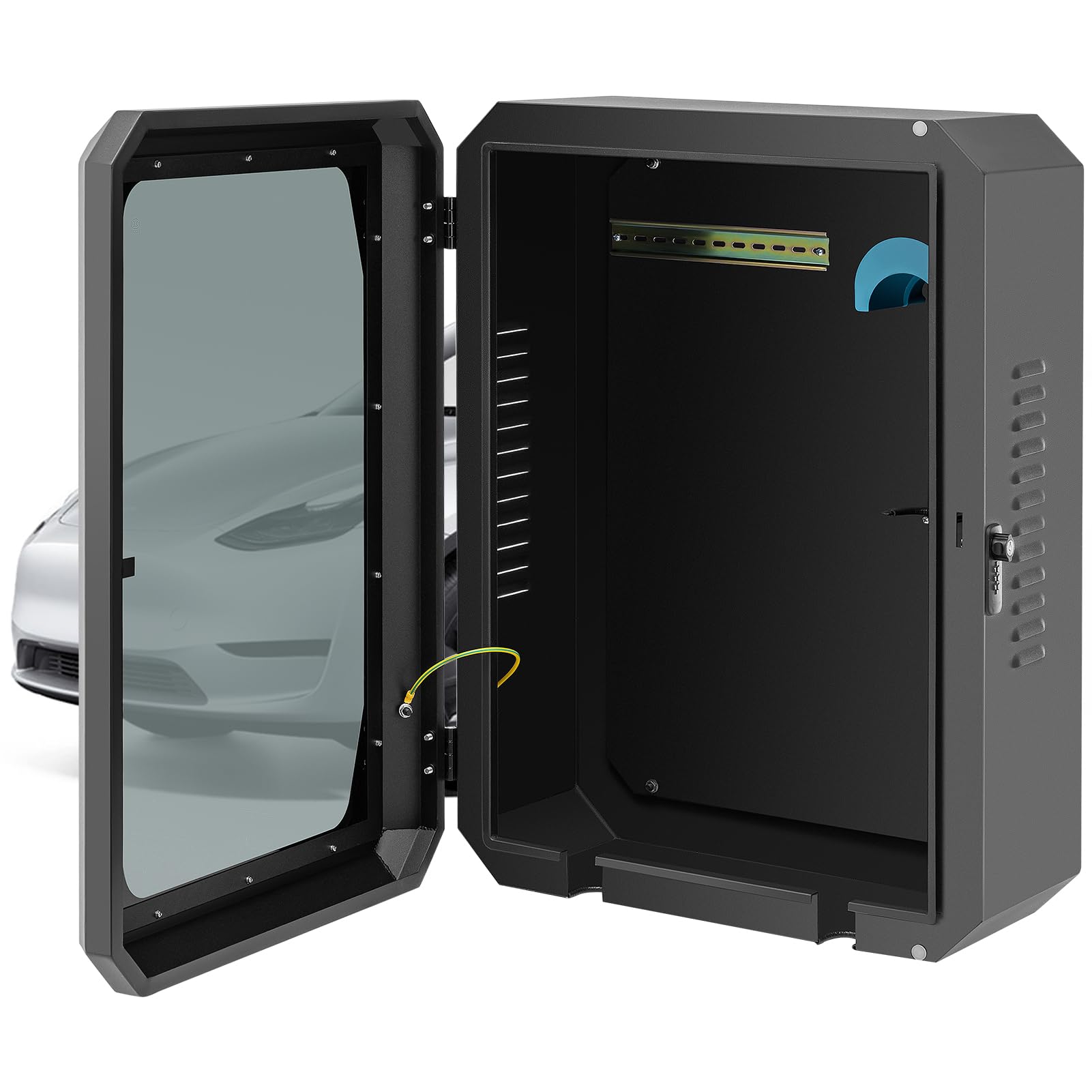 Tesla Wall Connector Charging Station Box - Indoor/Outdoor Waterproof & Dustproof EV Charger Organizer with Combination Lock & Keylock - Perfect for Home Garage, Driveway & Outdoor Charging Protection