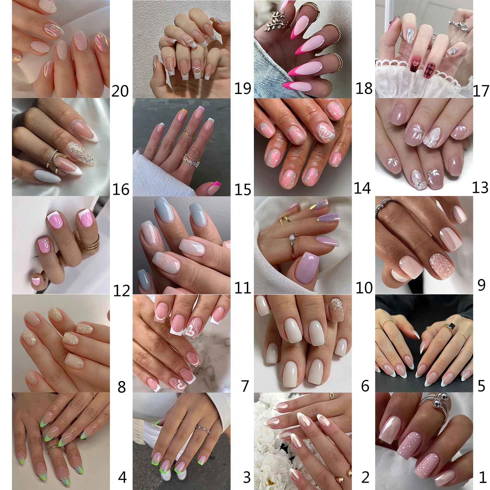 24-Piece Glitter Square Coffin False Nails Set - Acrylic ABS Press-On Nails for Women & Girls - Easy to Apply Manicure Kit for Parties, Weddings & Special Occasions