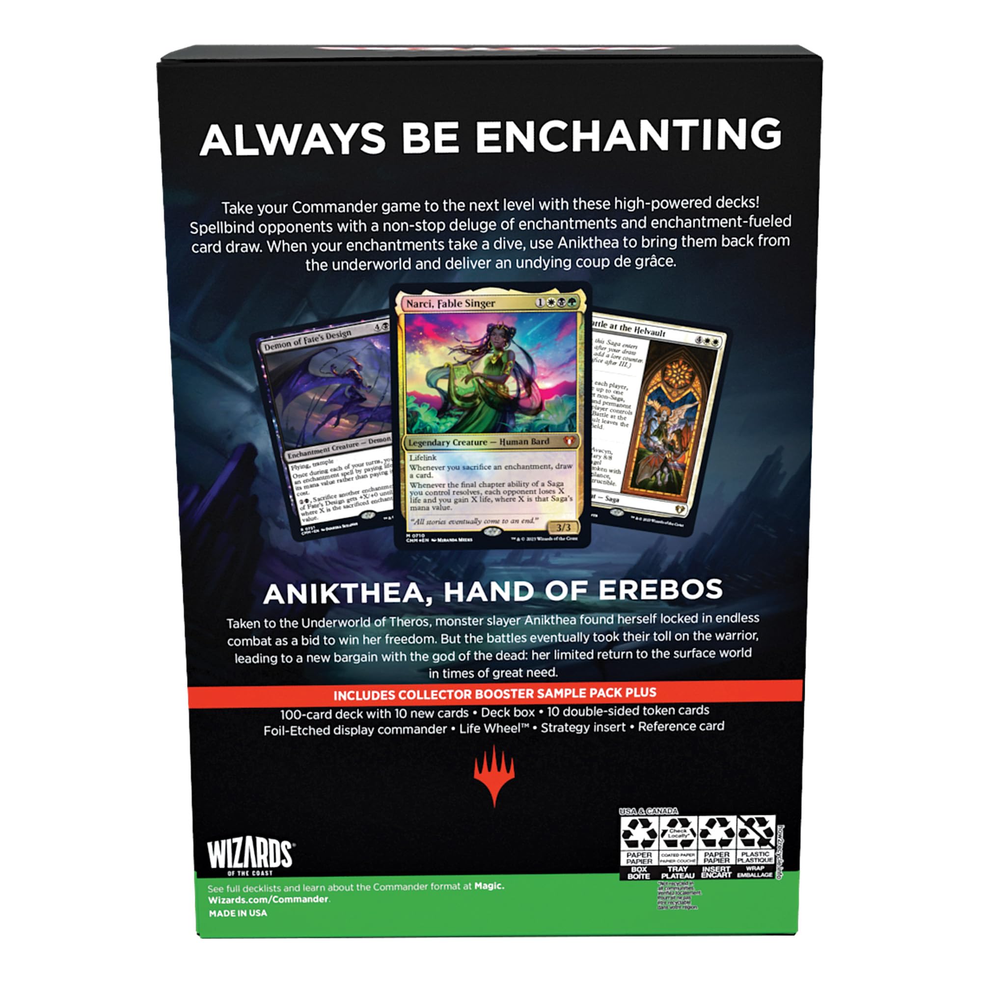 Magic The Gathering Commander Masters Deck - Enduring Enchantments (100-Card Deck, 2-Card Collector Booster Sample Pack + Accessories) | Premium MTG Cards for Commander Format, Strategy Game Nights & Competitive Play