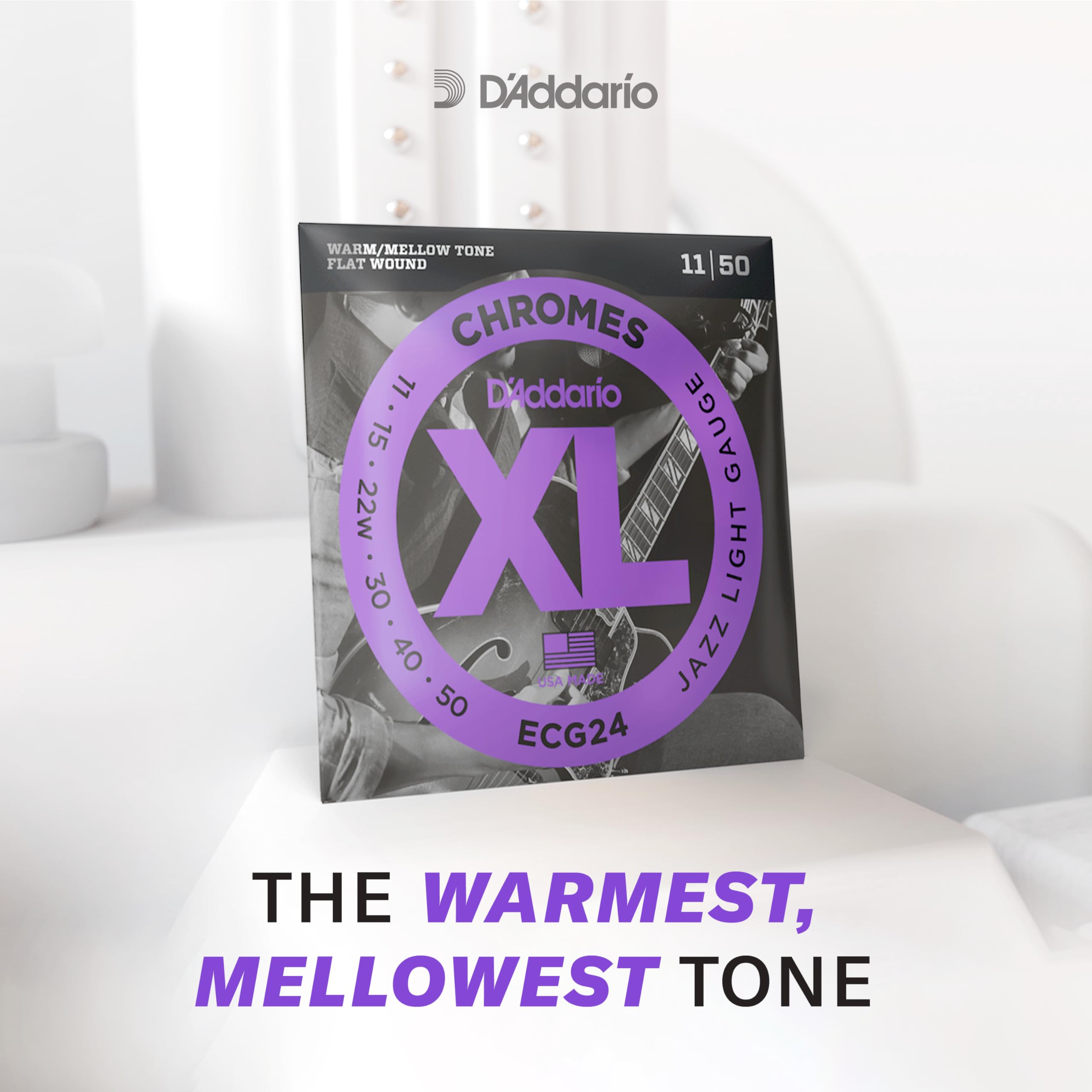 D'Addario XL Chromes Flat Wound Bass Guitar Strings - ECB81-5SL - 5 String Set - Super Long Scale - Regular Light Gauge (45-132) - Smooth Jazz & Studio Recording Bass Strings for Professional Musicians