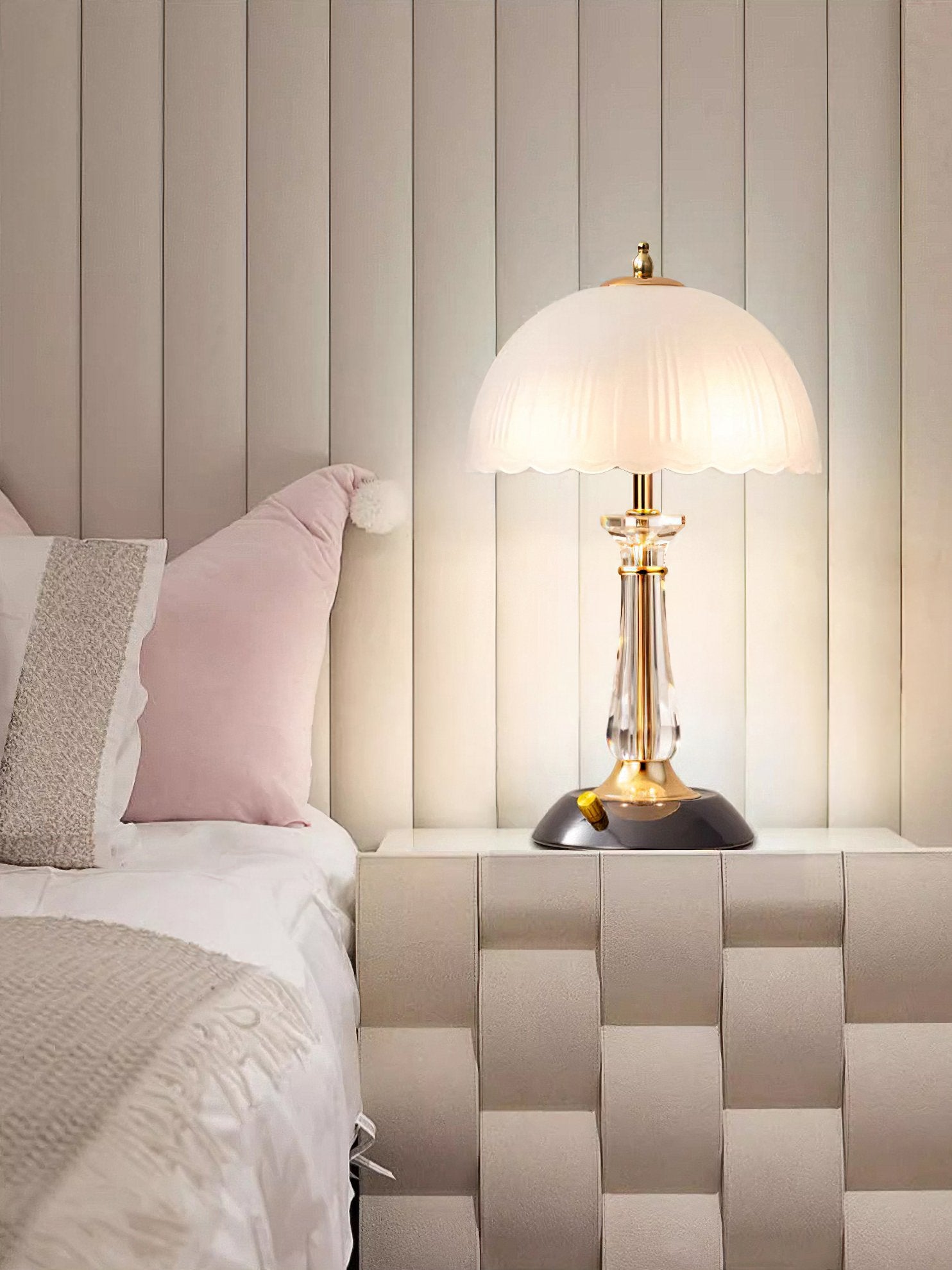 Modern Dome Glass Table Lamp - Stylish LED Night Light for Bedroom, Living Room & Office - Perfect for Reading, Relaxing & Decor