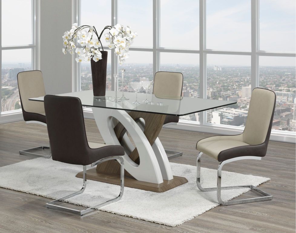 Aria 5-Piece Dining Set - Modern Multi-Tone Wooden Table & Chairs for Kitchen, Dining Room & Small Spaces | Perfect for Family Meals & Entertaining Guests