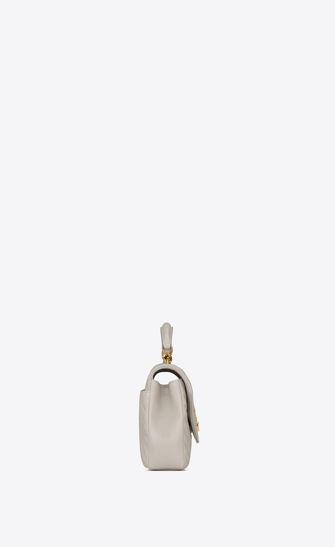 Saint Laurent Classic Medium College Monogram Bag in White Gold Tone - Luxury Crossbody Purse for Women, Perfect for Date Night & Evening Events