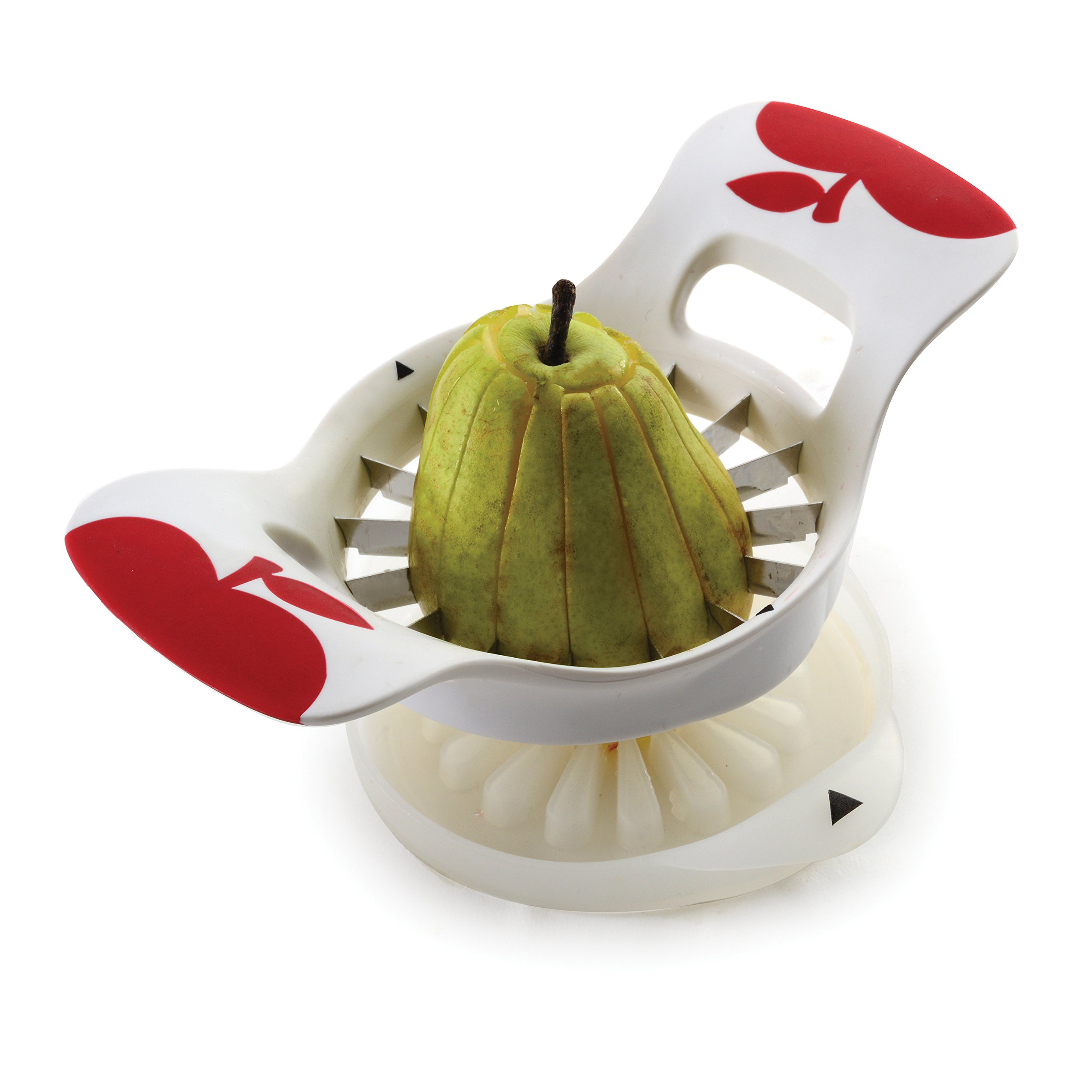 NORPRO NOR-5133 Grip-Ez 16-Slice Fruit Wedger with BSE - White | Easy Fruit Cutter for Apples, Melons & Pineapples | Perfect for Kitchen, Picnics & Party Platters