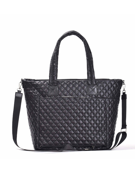 Tosca MET980 Metro Quilted 15 Inch Laptop Tote Bag for Women - Stylish Work Bag with Padded Laptop Compartment - Perfect for Office, Business Travel & Daily Commute - Black