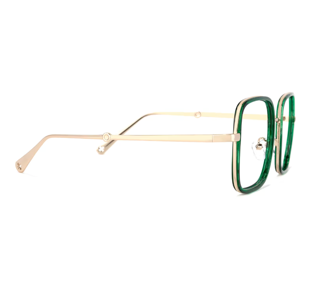 Stylish Square Green Eyeglasses for Men & Women - Trendy Retro Frame Glasses for Reading, Fashion, and UV Protection - Perfect for Office, Driving, and Daily Wear