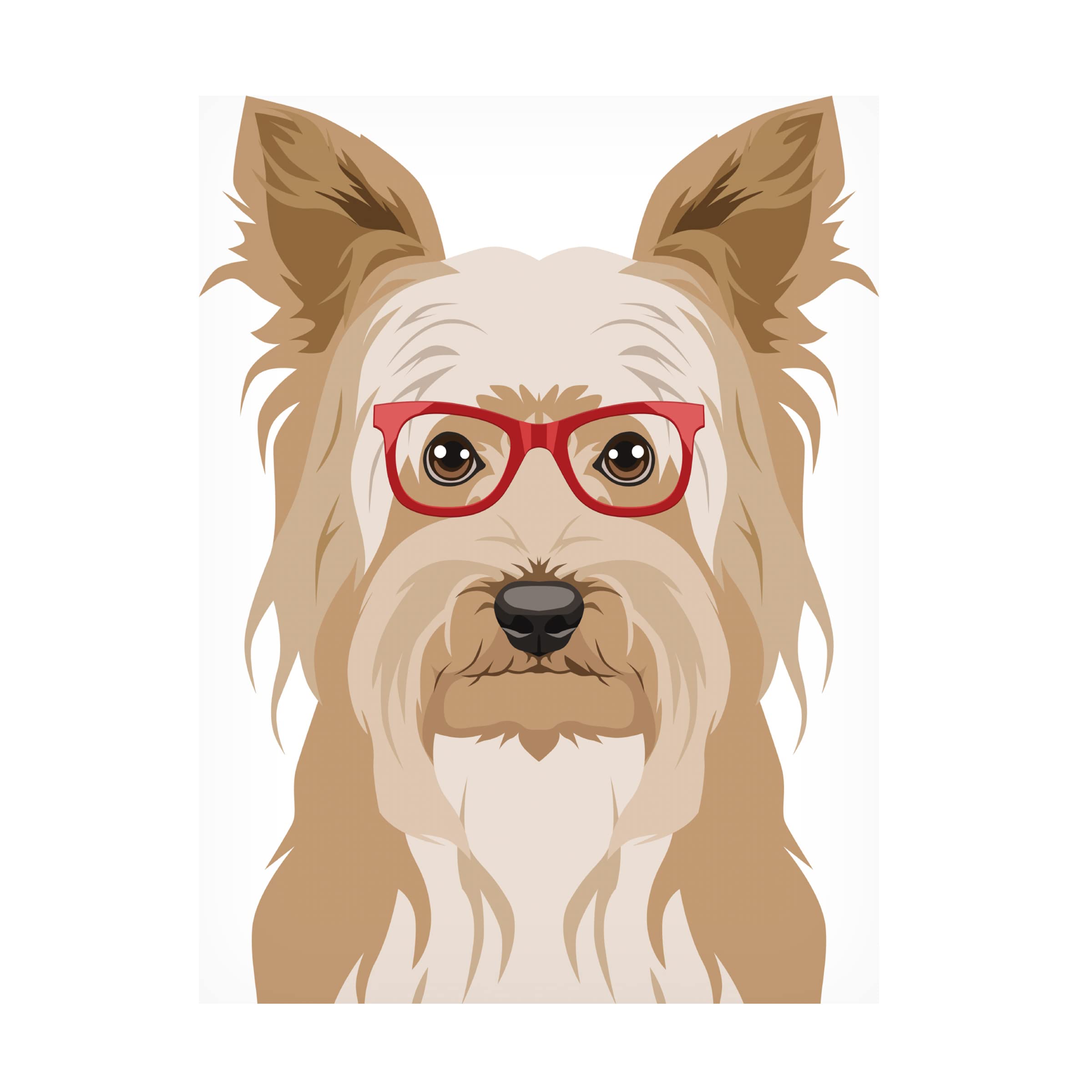 Trademark Fine Art 'Yorkshire Terrier Wearing Hipster Glasses' Canvas Wall Art Print - Cute Dog Portrait for Home Decor, Office & Gifts