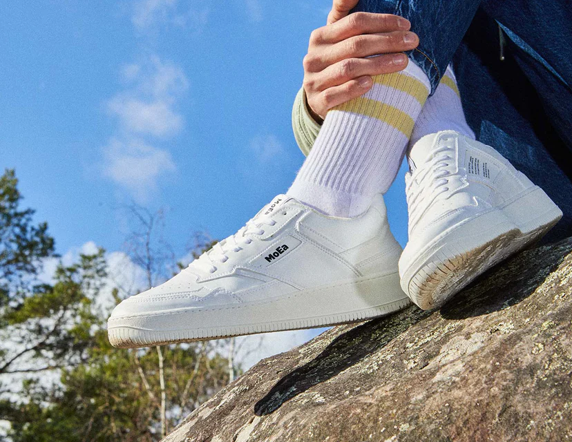 MoEa GEN1 White Plant Leather Sneakers - Eco-Friendly Vegan Shoes for Men & Women - Perfect for Running, Walking & Casual Wear